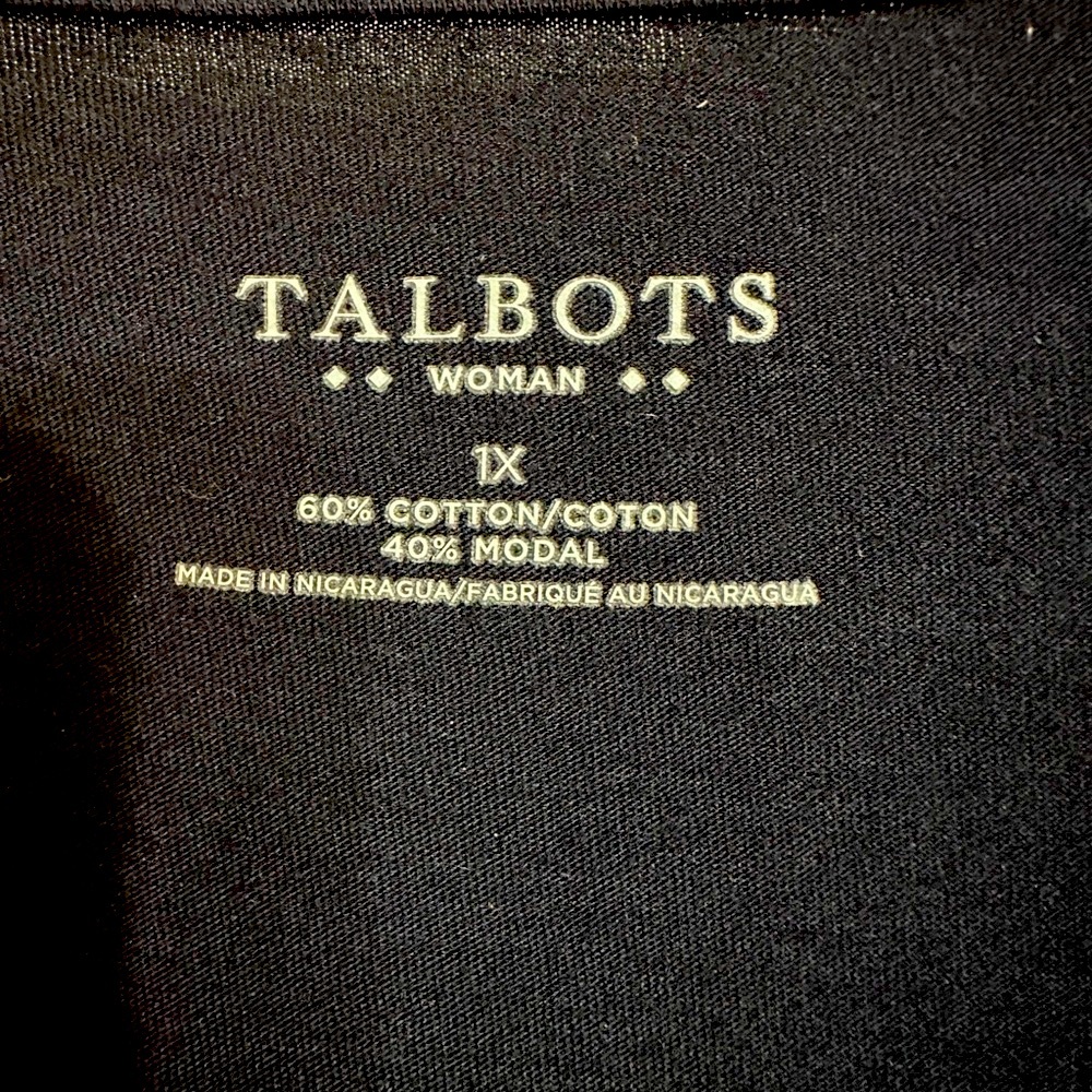 Talbots Deep Rich Navy Blue Colored Ruffle Neck Women's Top size 1X
